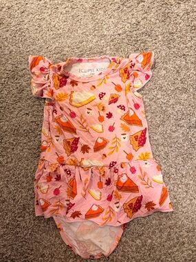 Eclipse Kids Pink Pumpkin Pie Print Ruffle Dress BAMBOO